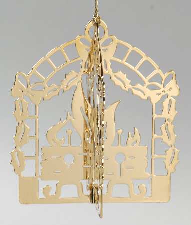 1982 Gold Christmas Ornament Collection Yule Log - Boxed