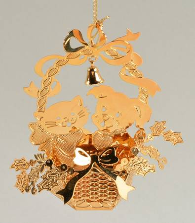 1992 Gold Christmas Ornament Collection Christmas Basket - No Box