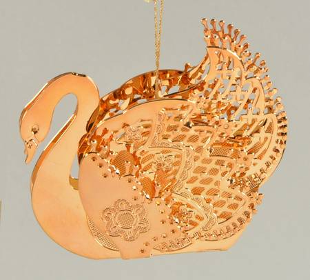1992 Gold Christmas Ornament Collection Swan - No Box