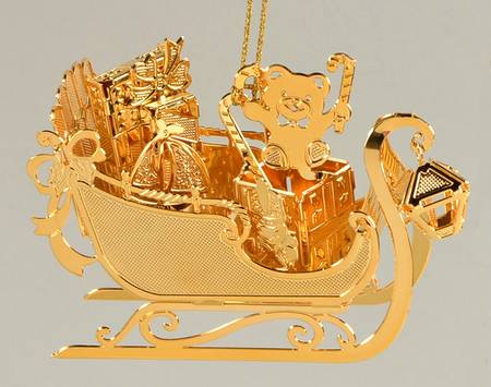 1992 Gold Christmas Ornament Collection Sleigh - No Box