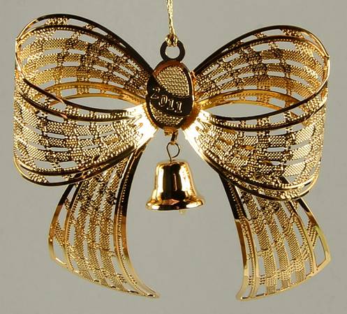2011 Gold Christmas Ornament Collection Holiday Bow - No Box
