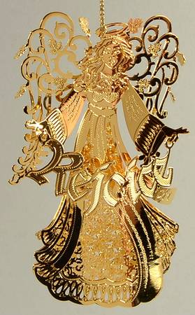 2011 Gold Christmas Ornament Collection Rejoice Angel - No Box