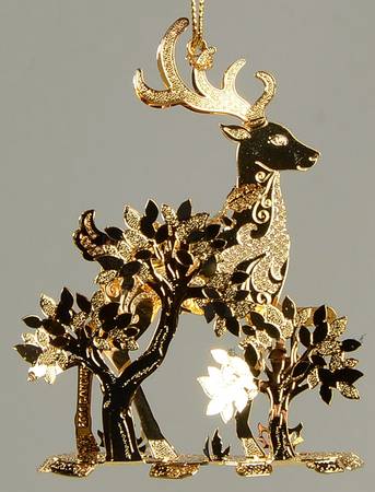 2011 Gold Christmas Ornament Collection Prancing Reindeer - No Box