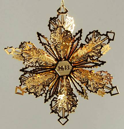 2011 Gold Christmas Ornament Collection Glistening Snowflake - No Box
