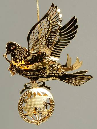 2011 Gold Christmas Ornament Collection Peace Dove - No Box