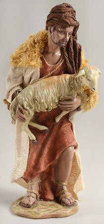 Neapolitan Nativity Shepherd Holding Sheep - No Box 42
