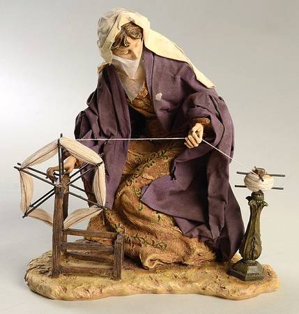 Neapolitan Nativity Spinner-Woman With Spinning Yarn - No Box