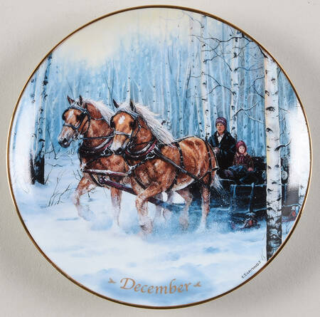 Horses for All Seasons Calendar Plates December - No Box