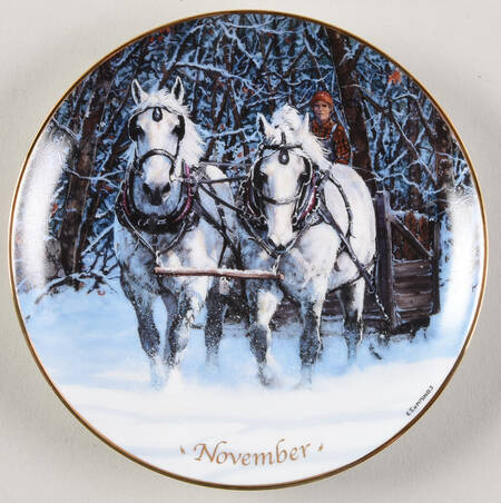 Horses for All Seasons Calendar Plates November - No Box