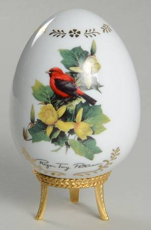 Songbirds Porcelain Egg Scarlet Tanager - No Box