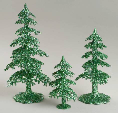 General Village Tree Accessories Acrylic Green Glitter Trees - Boxed