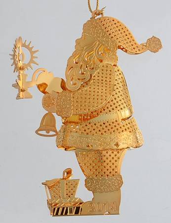 2014 Gold Christmas Ornament Collection Jolly Old St Nick - Boxed