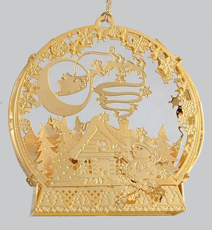 2014 Gold Christmas Ornament Collection Christmas Eve Snowglobe - Boxed