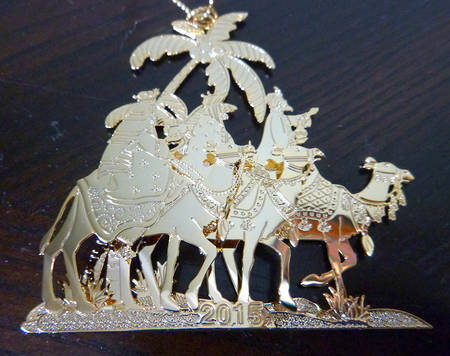 2015 Gold Christmas Ornament Collection 3 Kings - No Box