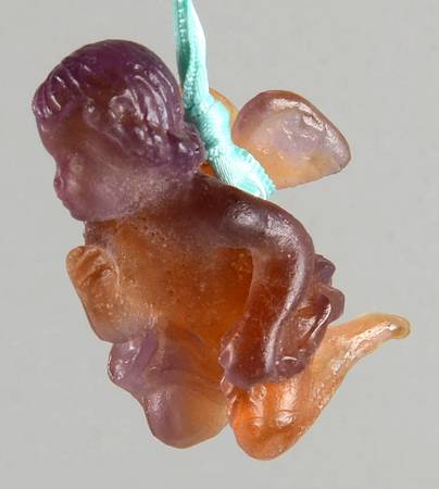 Angel Ornaments Cherub Kneeling-Purple Amber - With Box