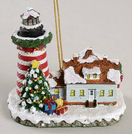 Christmas Lighthouse Ornaments West Quoddy Head, Lubec, Me - No Box