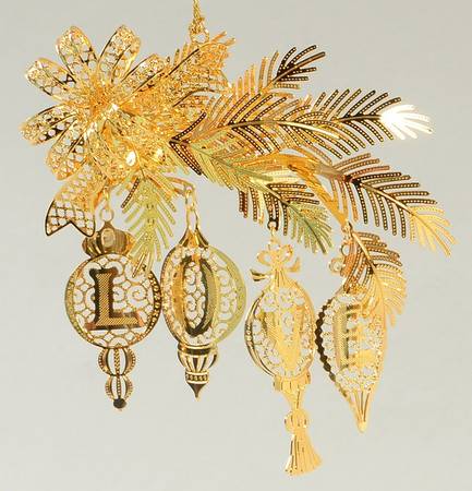 2008 Gold Christmas Ornament Coll Season Of Love - No Box