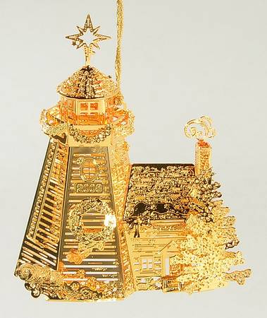2008 Gold Christmas Ornament Coll Holiday Lighthouse - No Box