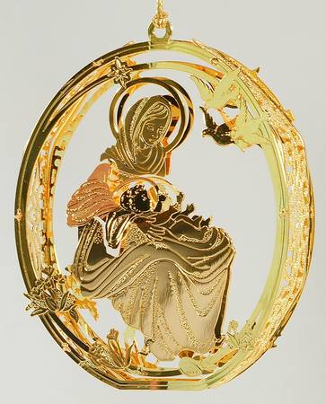 2008 Gold Christmas Ornament Coll A Child Is Born - With Box