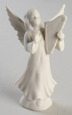 Angel Musicians Bisque Angel With Harp - No Box