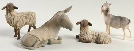 The Holy Family-Nativity Sheltering Animals - 4pc Set - Boxed