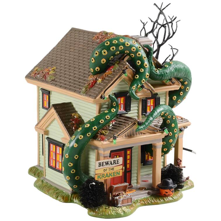Trick Or Treat Lane - Snow Village Halloween The Kraken House - No Box