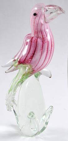 Art Glass Figurines Toucan-Pink And Green - No Box
