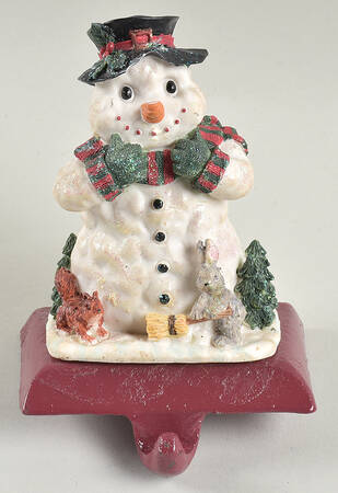 Christmas Stocking Holders Snowman With Plaid Scarf - Boxed