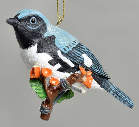 The Songbird Christmas Ornaments Black-Throted Blue Warber - No Box