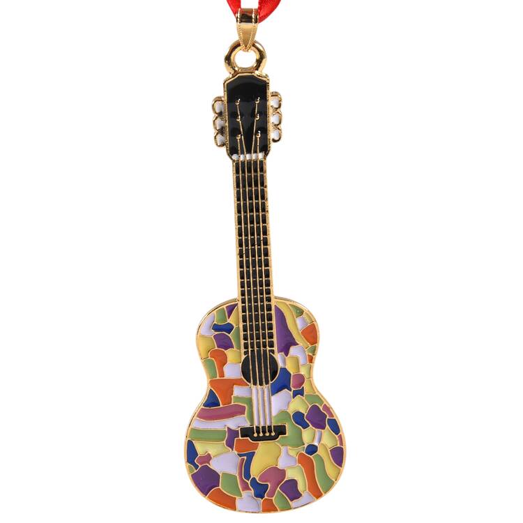 Goldplated Enameled Ornaments Guitar - With Box