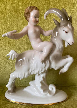 ERPhila Figurine Cherub Riding Goat - No Box by Eberling & Reuss