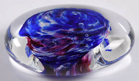 Art Glass Paperweights Dark Blue And Pink Swirl - No Box