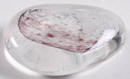 Art Glass Paperweights White And Purple Chip Cloud - No Box