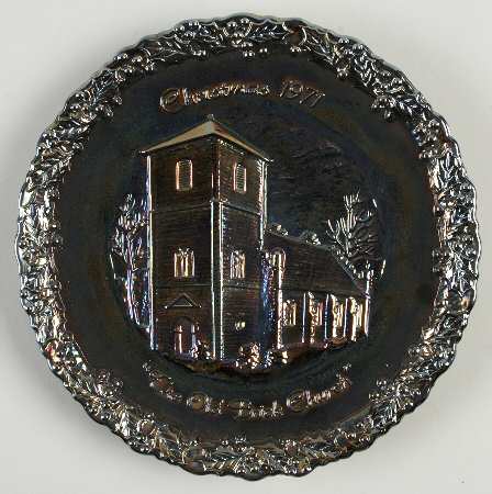 Fenton Christmas Plate-Carnival Old Brick Church - No Box