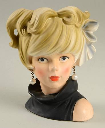 Caffco Head Vases Blonde- Black Dress - No Box