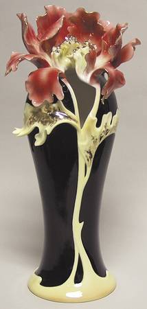 Striking Vermillion Peony Vase - No Box