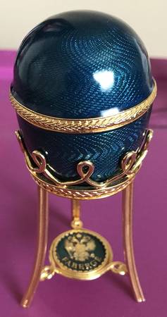 Faberge Egg Blue Menagerie Swan Egg - Boxed