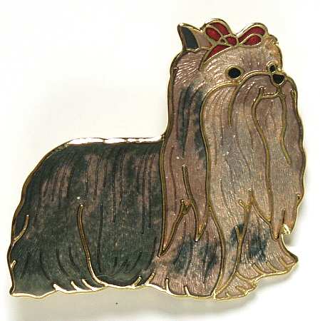 Fine Enamels Jewelry Yorkshire Terrier - With Box