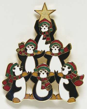 Fine Enamels Jewelry Penguin Tree - Boxed