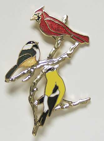 Fine Enamels Jewelry 3 Birds On Branch - Boxed