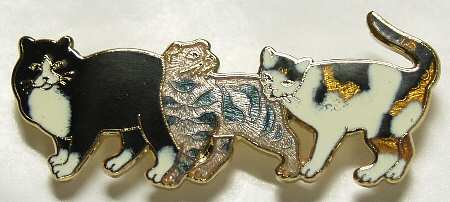 Fine Enamels Jewelry 3 Cats - Boxed