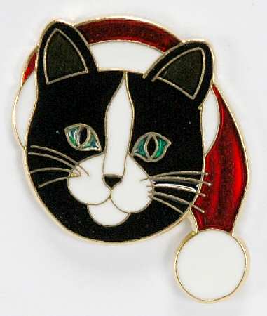 Fine Enamels Jewelry Cat In Stocking Hat - No Box