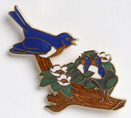 Fine Enamels Jewelry Bluebird Nest - No Box
