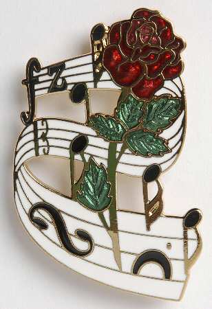Fine Enamels Jewelry Music Staff & Rose - No Box