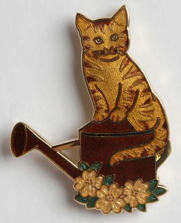 Fine Enamels Jewelry Cat With Watering Can-Ginger - No Box
