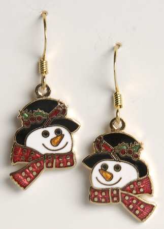 Fine Enamels Jewelry Snowman Face-Red Scarf - No Box