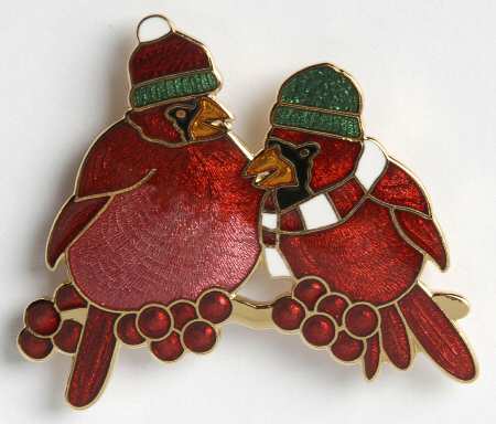 Fine Enamels Jewelry Cardinals In Hats - No Box