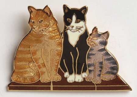 Fine Enamels Jewelry Three Cats - No Box