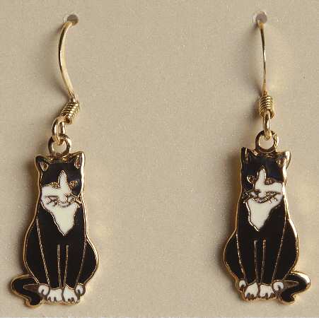 Fine Enamels Jewelry Black & White Cat - No Box