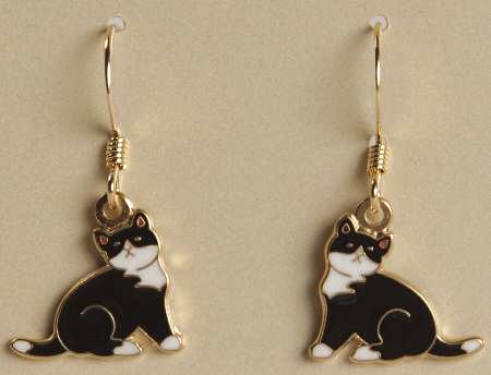 Fine Enamels Jewelry Cat Earrings - No Box